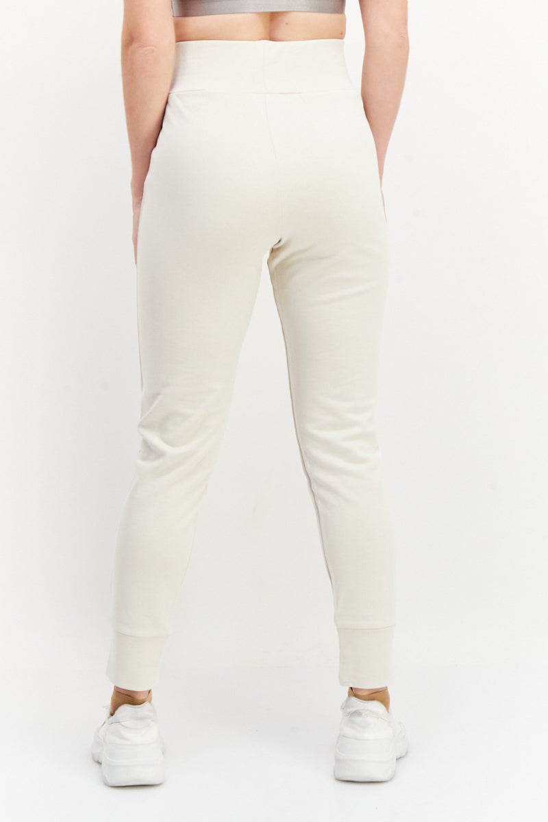 NA-KD Women Solid Basic Tapered Pull On Jogger Pants, Light Beige - Image 4