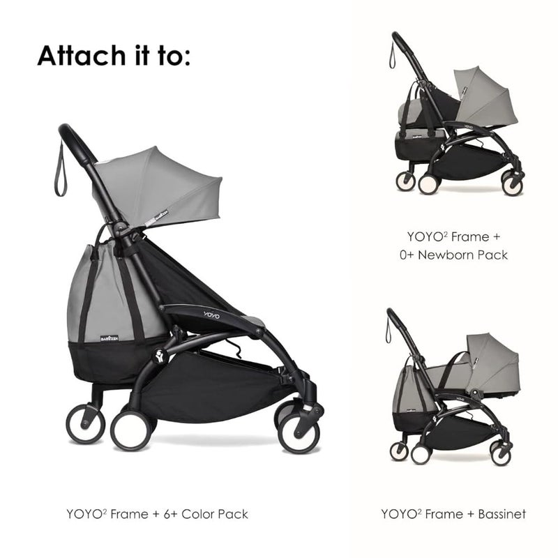 Babyzen YOYO Bag, Grey - Provides Additional, Sturdy Storage on the YOYO2 Stroller - Includes Wheel Base & Hooks - Image 2