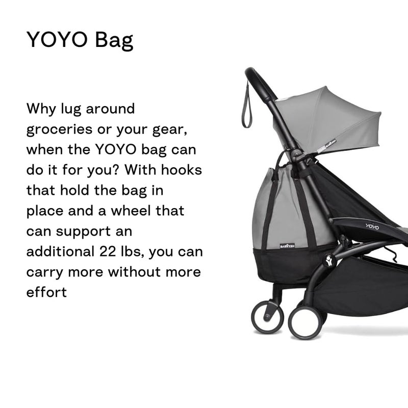 Babyzen YOYO Bag, Grey - Provides Additional, Sturdy Storage on the YOYO2 Stroller - Includes Wheel Base & Hooks - Image 3