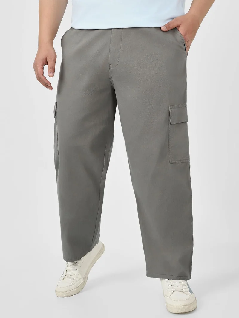 Urbano Plus Men's Grey Loose Baggy Fit Solid Cargo Chino Pant with 6 Pockets Non-Stretchable