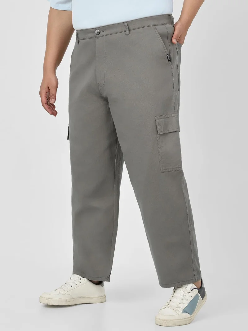 أوربانو فاشن Urbano Plus Men's Grey Loose Baggy Fit Solid Cargo Chino Pant with 6 Pockets Non-Stretchable