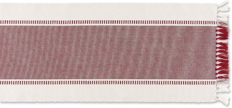 DII Dobby Stripe Woven Table Runner, 13x72-inch, Redwood - Image 2