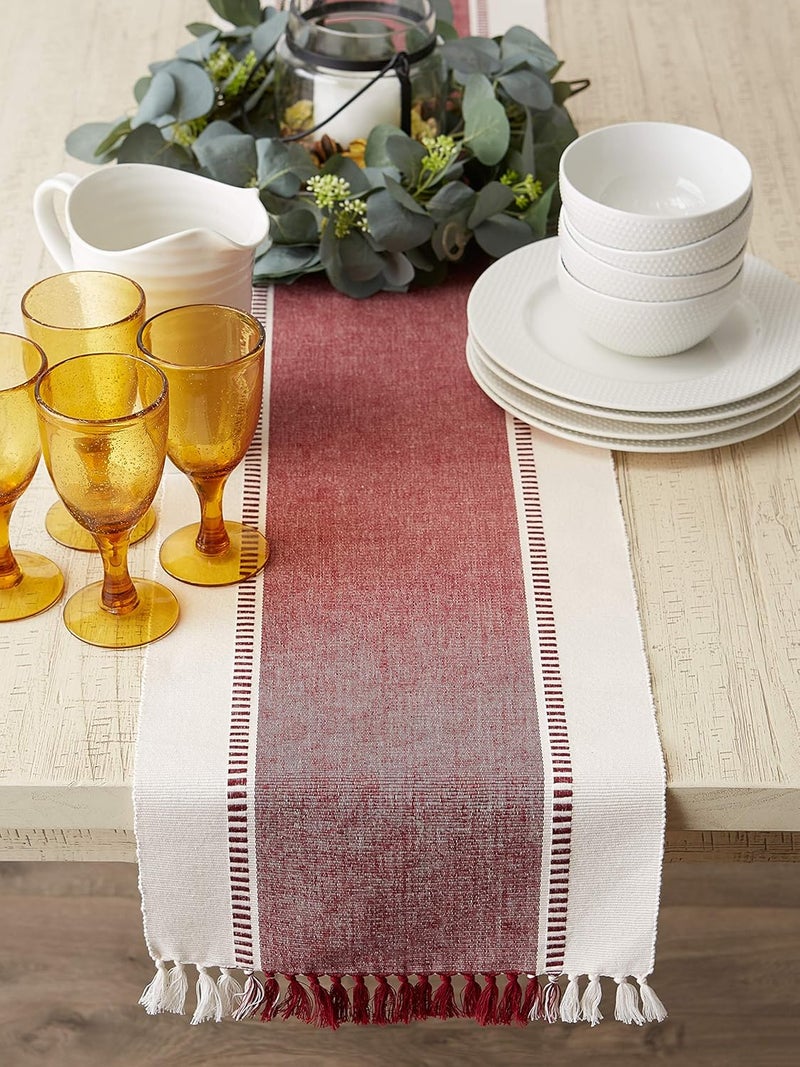 DII Dobby Stripe Woven Table Runner, 13x72-inch, Redwood - Image 4