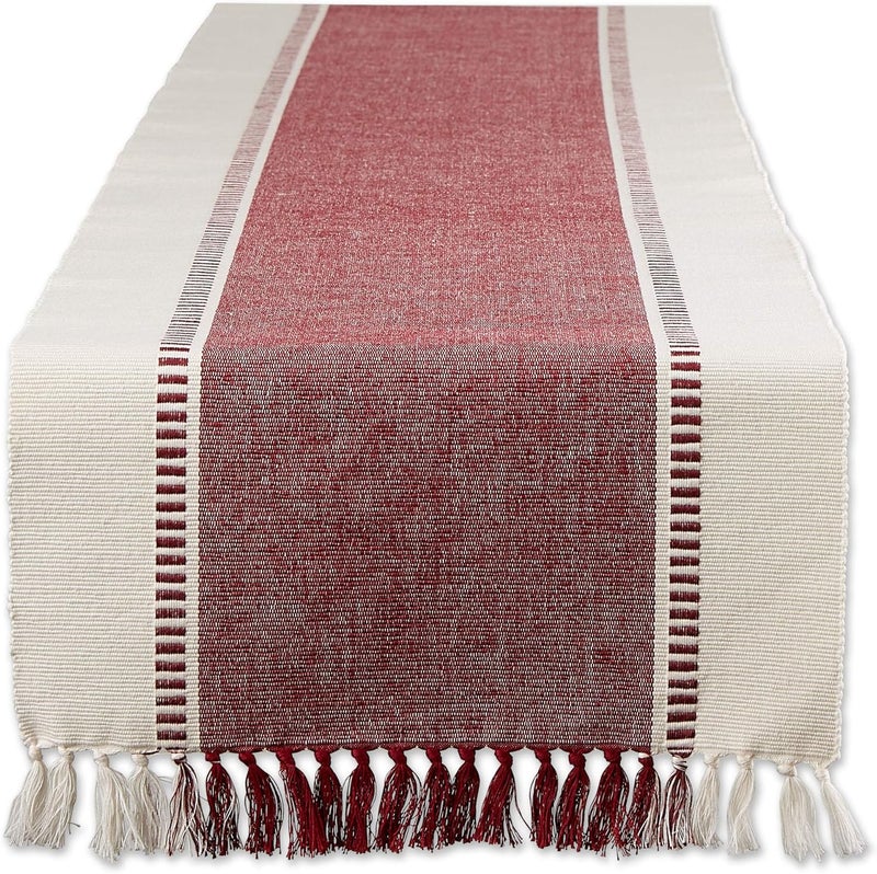 DII Dobby Stripe Woven Table Runner, 13x72-inch, Redwood - Image 1