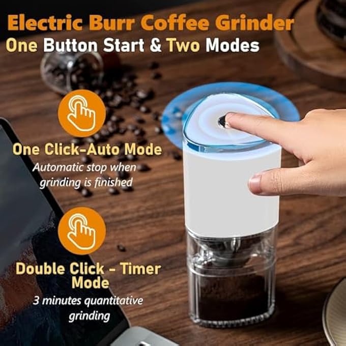 أكس سبرينج مطحنة القهوة الكهربائية Xspring بسعة 155 مل قابلة لإعادة الشحن بحجم USB، مطحنة كهربائية أوتوماتيكية على شكل شقوق مخروطي، مطحنة قهوة بإعداد مؤقت لمدة 3 دقائق، سهلة التنظيف - Image 3