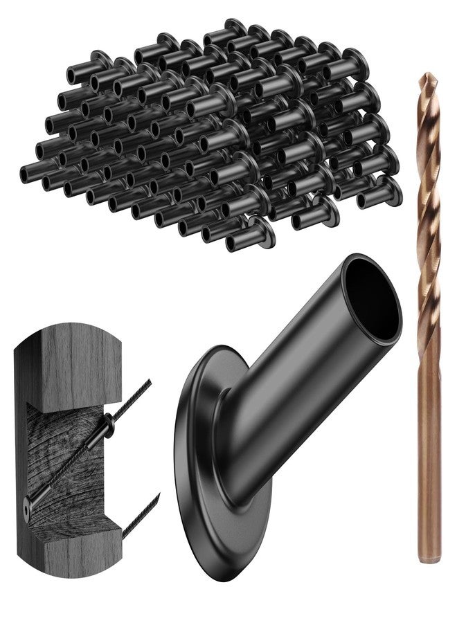 BLIKA 20 Pack 25 30 35 Degree 3/16" Black Angle Beveled Protector Sleeves, Angled Post Protector for 1/8" 5/32" 3/16" Cable Railing, T316 Stainless Steel, 30 Degree Angle Beveled Protector Sleeves - Image 1
