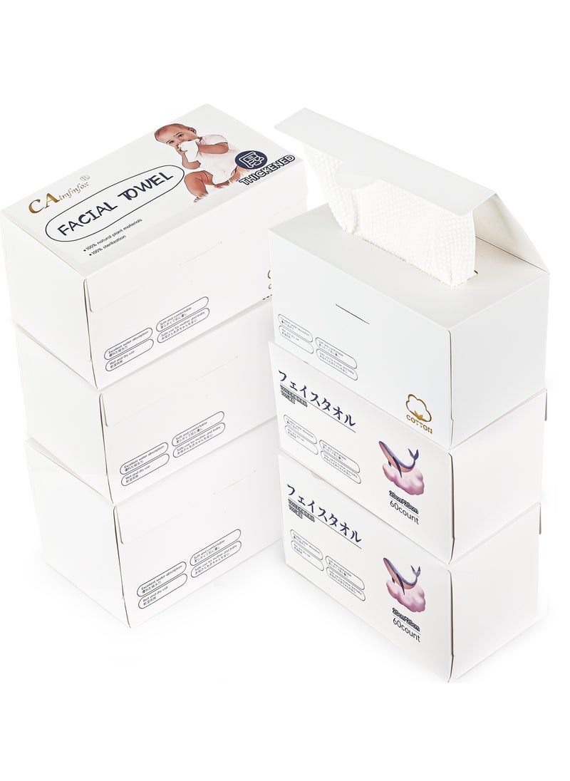ANTIER CA High quality cotton High-quality natural cotton disposable face towel ，Cloth for sensitive skin, cotton free towel for cleaning, skin care and makeup remover, dry and wet wipes, 6 Pack*60 Count  - Image 1