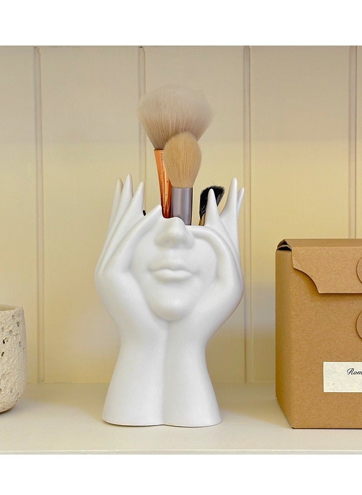 أونليماي فقط منظم مكتب متعدد الوظائف - تخزين مستحضرات التجميل، حامل فرشاة مكياج فنية وكوب أقلام رصاص - تخزين أنيق على سطح المكتب وطاولة الزينة للنساء (إكسسوار ديكور منزلي عصري) - Image 1