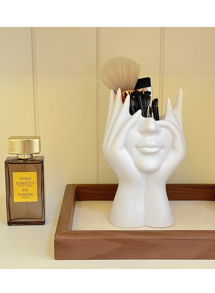 أونليماي فقط منظم مكتب متعدد الوظائف - تخزين مستحضرات التجميل، حامل فرشاة مكياج فنية وكوب أقلام رصاص - تخزين أنيق على سطح المكتب وطاولة الزينة للنساء (إكسسوار ديكور منزلي عصري) - Image 2