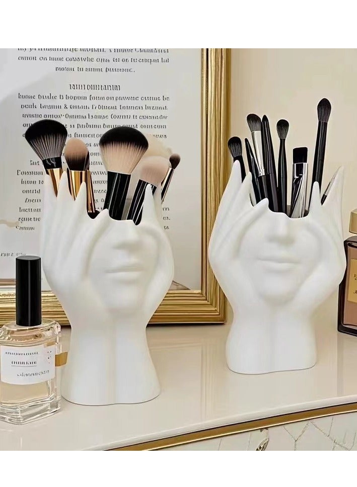 أونليماي فقط منظم مكتب متعدد الوظائف - تخزين مستحضرات التجميل، حامل فرشاة مكياج فنية وكوب أقلام رصاص - تخزين أنيق على سطح المكتب وطاولة الزينة للنساء (إكسسوار ديكور منزلي عصري) - Image 4