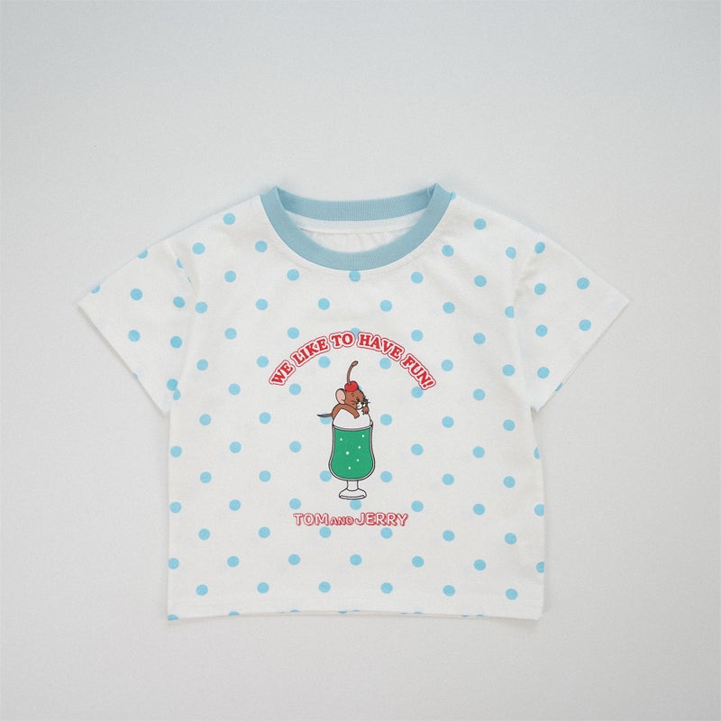 Southeast Asian Japanese Style Girls' T-Shirt Summer Dress 2025 Polka Dot Cartoon T-Shirt Men'S Treasure Top Summer Thin - Image 1