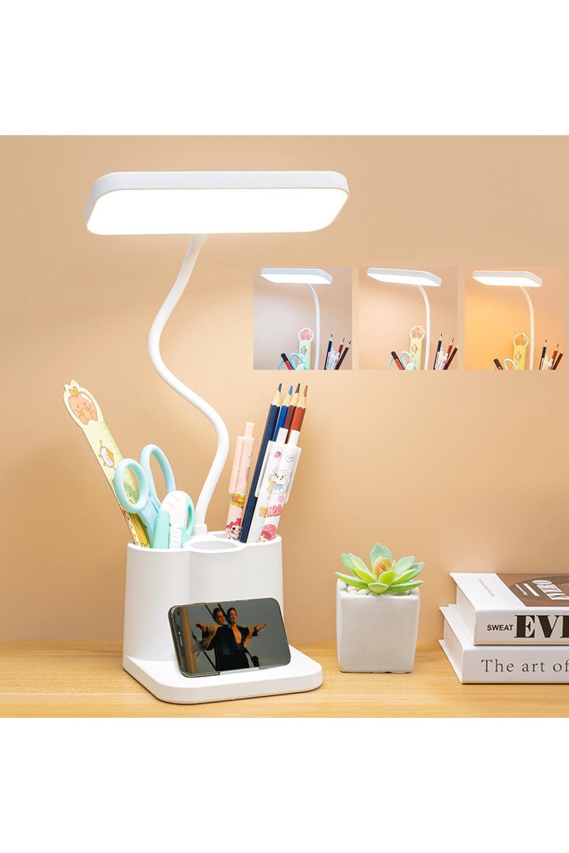 3 Color Control Mode LED Desk Lamp, with Pen Holder and Phone Holder, 360 Degree Flexible, Touch Control, Eye Care, Computer Desktop Table Lamp, Study Lamp for Bedroom Office - Image 1