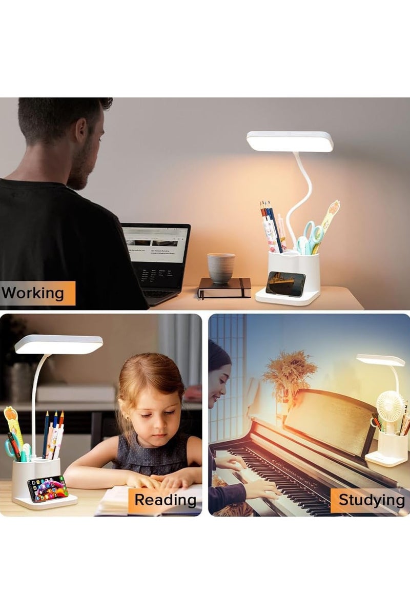 3 Color Control Mode LED Desk Lamp, with Pen Holder and Phone Holder, 360 Degree Flexible, Touch Control, Eye Care, Computer Desktop Table Lamp, Study Lamp for Bedroom Office - Image 3