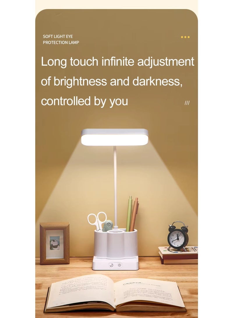 مصباح مكتب LED بوضع التحكم بثلاثة ألوان، مع حامل قلم وحامل هاتف، مرن 360 درجة، تحكم باللمس، العناية بالعين، مصباح طاولة للكمبيوتروسطح المكتب، مصباح دراسة لغرفة النوم والمكتب - Image 5