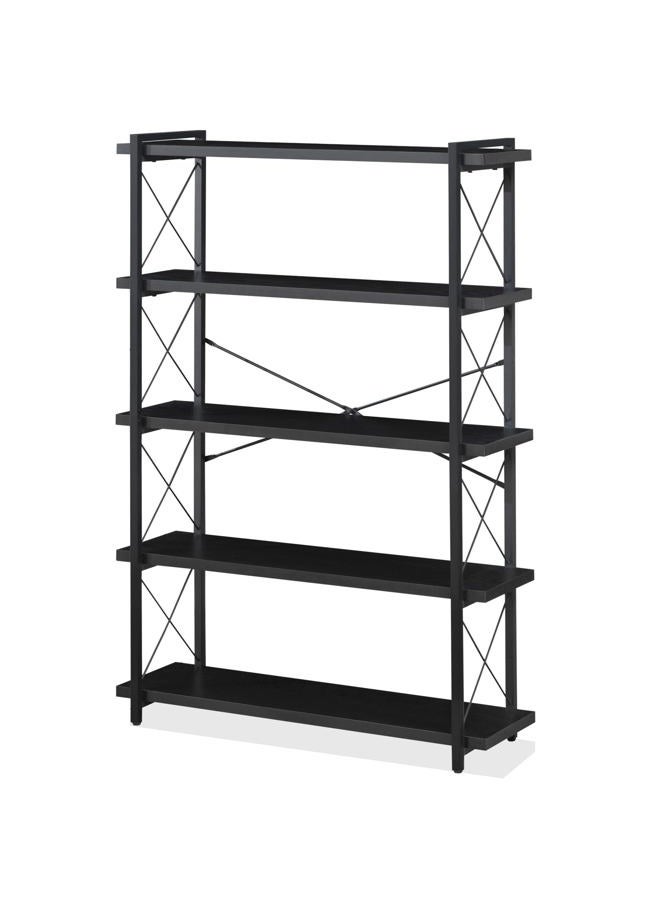 HCHQHS Bookshelf, 5-Tier Industrial Bookcase, Black Open Book Shelf, Freestanding Tall Bookshelves with Metal Frame - Image 1