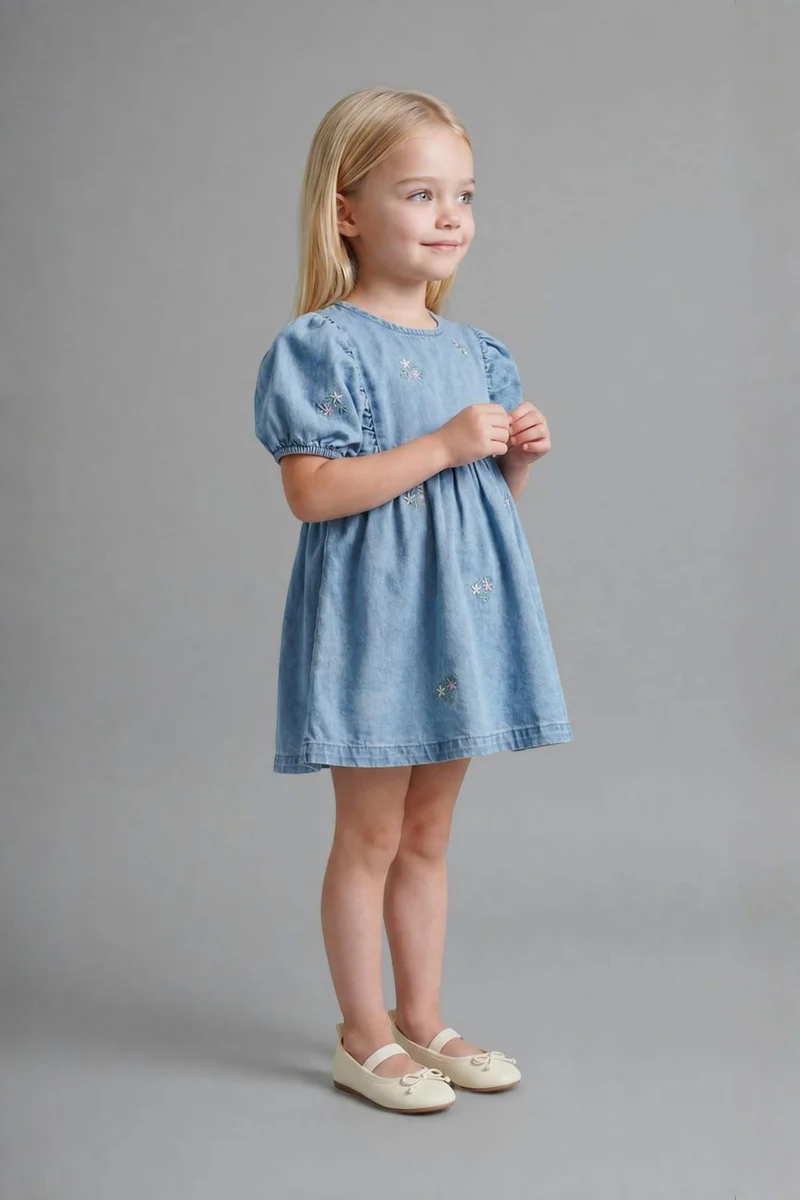 ديفاكتو Baby Girl Cotton Denim Dress