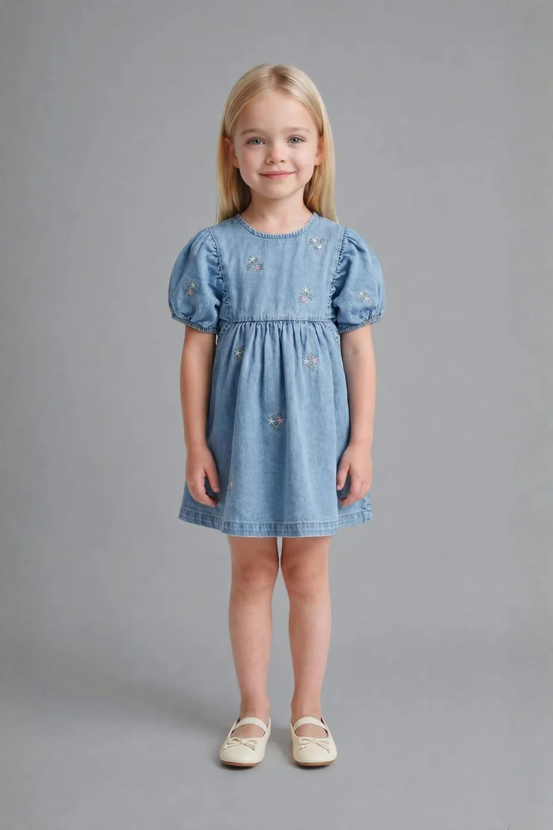 ديفاكتو Baby Girl Cotton Denim Dress