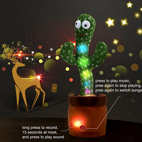 VAIZIQ Dancing Talking Cactus Toy with Talking Singing Repeats Your Words 120 Songs Interactive Kids Gift for Boys Girls LED Light - Image 5