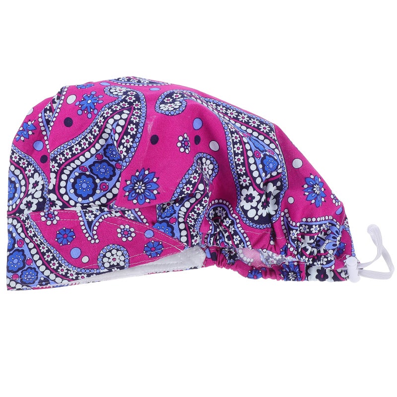 Flower Printed Hat Adjustable Working Cotton Operating Room Hat for Chef - Image 4