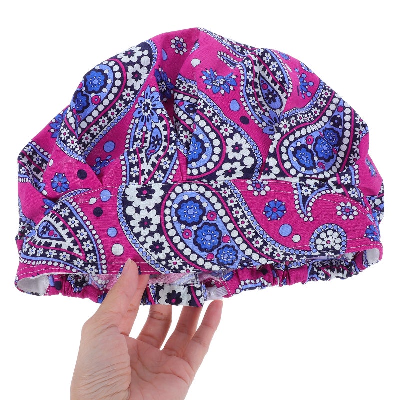 Flower Printed Hat Adjustable Working Cotton Operating Room Hat for Chef - Image 2