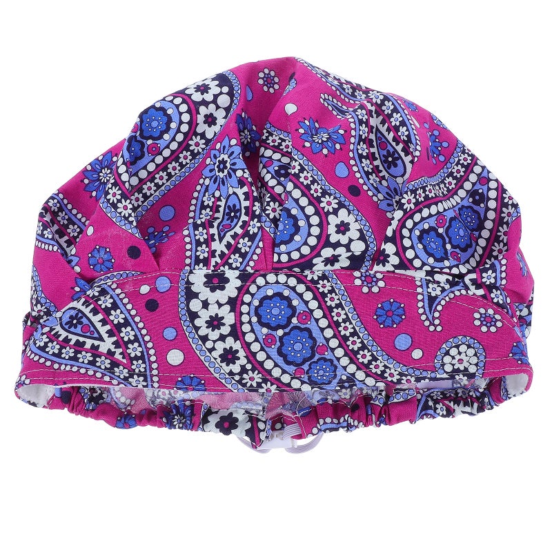 Flower Printed Hat Adjustable Working Cotton Operating Room Hat for Chef - Image 5