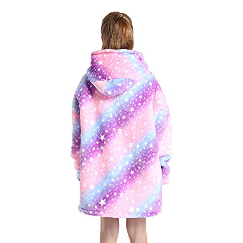 DESERT HOME Wearable Blanket Hoodie for Kids 4-12YR Oversized Hooded Blanket Super Soft Comfortable Warm Flannel Purple - Image 3