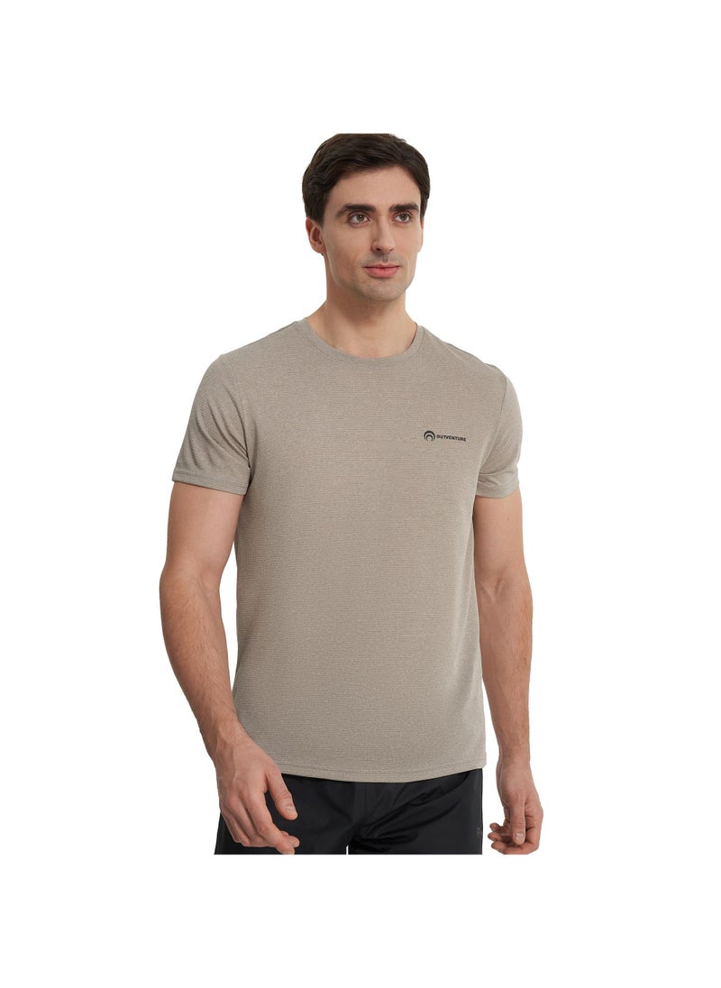 Outventure Outventure Men’s Beige T-Shirt – Lightweight, Breathable Fabric, Classic Fit, Soft & Comfortable for Outdoor & Casual Wear  - Image 1