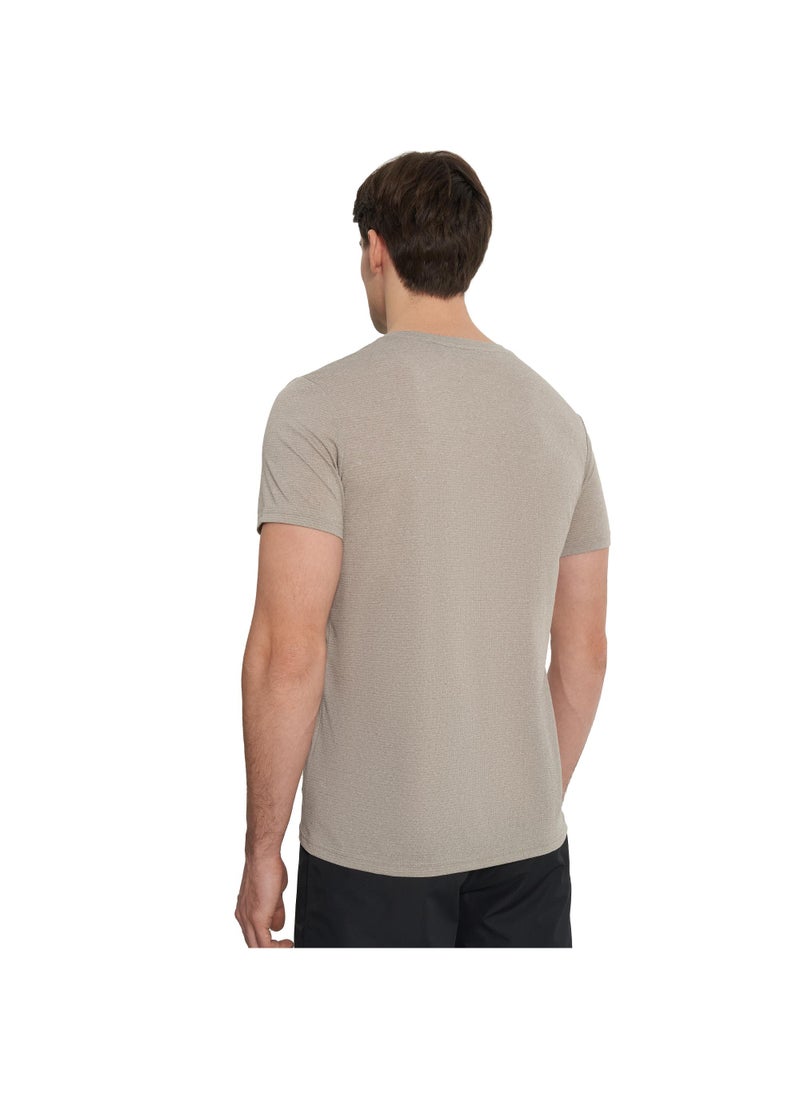 Outventure Outventure Men’s Beige T-Shirt – Lightweight, Breathable Fabric, Classic Fit, Soft & Comfortable for Outdoor & Casual Wear  - Image 3