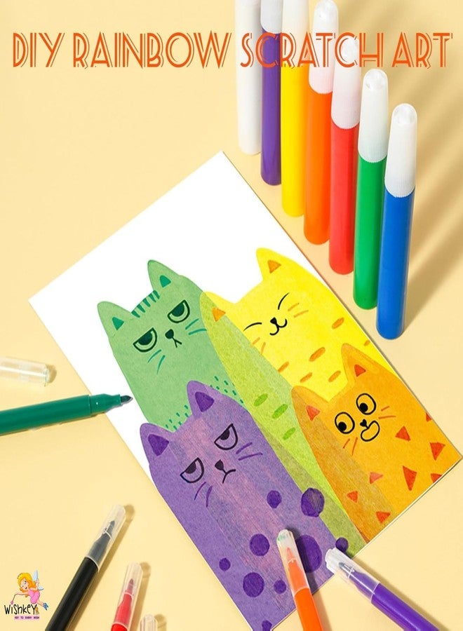 WISHKEY Squeegee Art Kids Paint Kit – 35 PCS Rainbow Scratch & Dot Painting Set with 20 Sheets Paper, 7 Paints, 6 Watercolor Pens, Stickers & Squeegee – Creative Craft Kit for Boys & Girls Ages 4-12 - Image 4