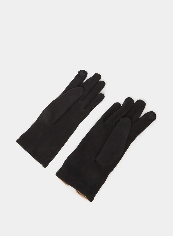 ستايلي قفازات يد سادة بتفاصيل مضلعة