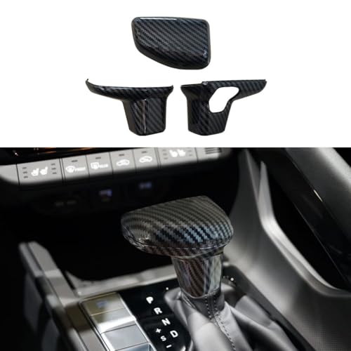 ruihe Car Gear Shift Knob Cover Trim Carbon Fiber Color Sticker Decorator Fit for Hyundai Santa Cruz Elantra Tucson Kona 2021 2022 2023 2024 2025 - Image 1