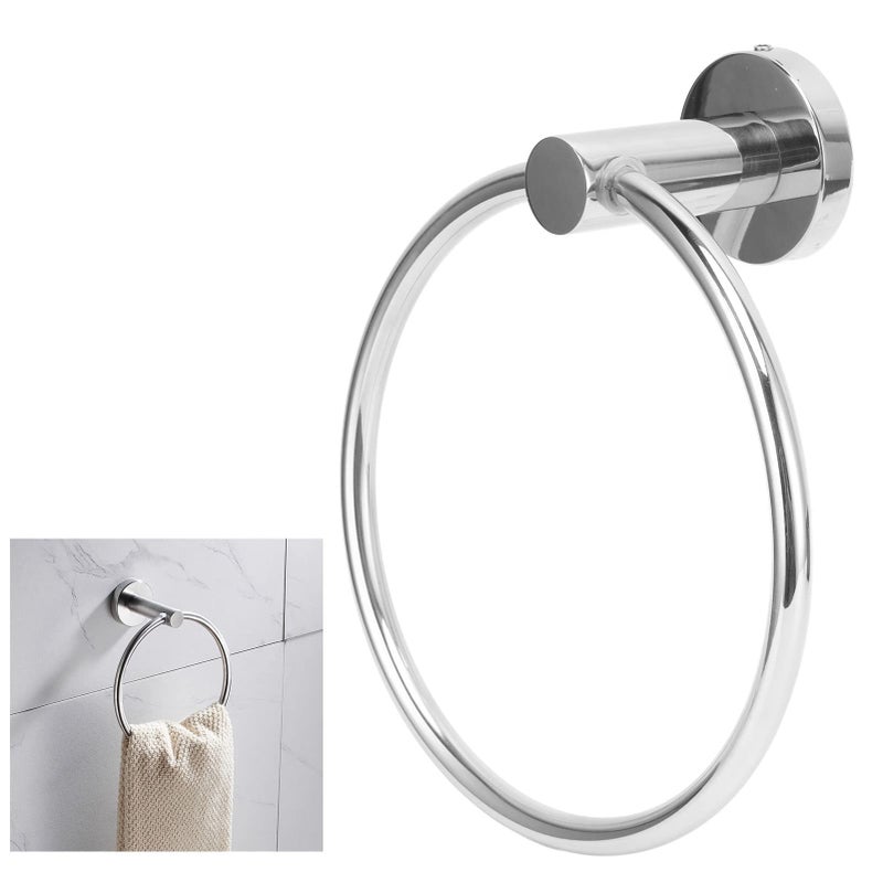 Glossy Stainless Steel Towel Ring Rustproof Bathroom Kitchen Hand Towel Holder Modern - Image 4