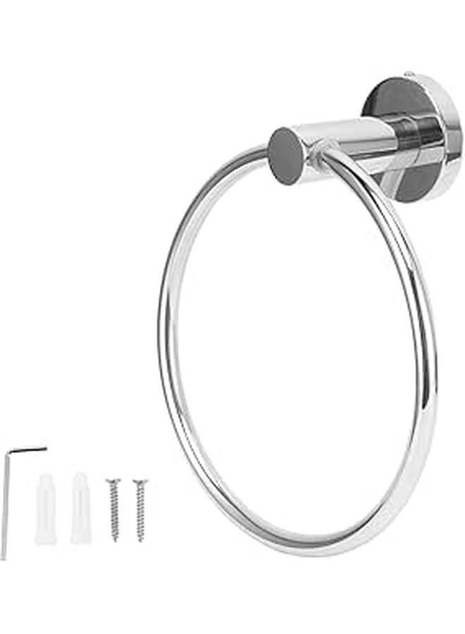 Glossy Stainless Steel Towel Ring Rustproof Bathroom Kitchen Hand Towel Holder Modern - Image 1