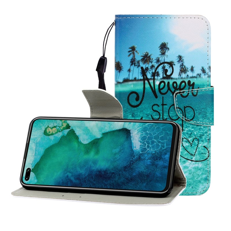 HuHa Protective Cover For Huawei Honor V30 / V30 Pro Colored Drawing Horizontal Flip Leather Case with Holder & Card Slot & Wallet(Blue Coconut Grove) - Image 1