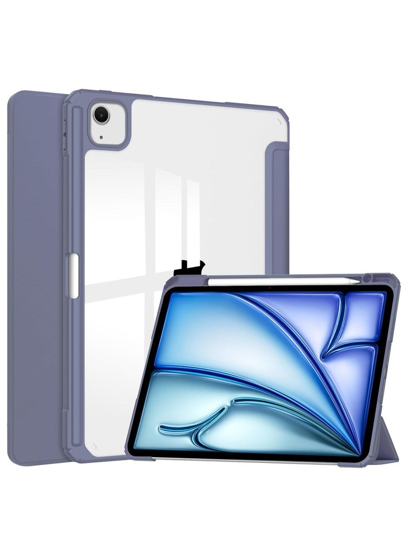 general حافظة iPad Air 13 بوصة (M2) 2024، حافظة ذكية رفيعة مع حامل فوليو، مع وضع السكون/التنشيط التلقائي، مع فتحة قلم رصاص، غطاء خلفي شفاف لجهاز iPad Air 13 بوصة - Image 1