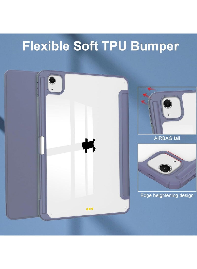 general حافظة iPad Air 13 بوصة (M2) 2024، حافظة ذكية رفيعة مع حامل فوليو، مع وضع السكون/التنشيط التلقائي، مع فتحة قلم رصاص، غطاء خلفي شفاف لجهاز iPad Air 13 بوصة - Image 5