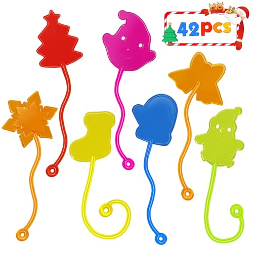 Genuvi Christmas Sticky Hands Bulk 42PCS Christmas Party Favors for Kids Stocking Stuffers for Kids Stretchy Sticky Hand Toy Goodie Bag Stuffers Fillers Toys Classroom Prizes Carnival Birthday Party Supplies - Image 1