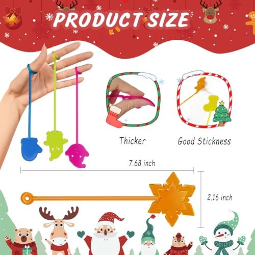 Genuvi Christmas Sticky Hands Bulk 42PCS Christmas Party Favors for Kids Stocking Stuffers for Kids Stretchy Sticky Hand Toy Goodie Bag Stuffers Fillers Toys Classroom Prizes Carnival Birthday Party Supplies - Image 5