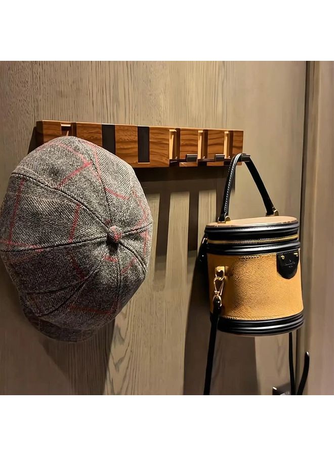 Modern Wood Color No Drill Heavy Duty Door Hanging Coat Hat Rack 6 Anti Slip Hooks - Image 3