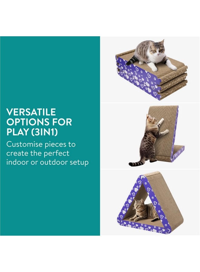 Navaris 3-in-1 Cat Scratcher - Triangle Design Cardboard Cat Scratchers - Easy Assembly Board House for Cats - Large Multi-Sided Scratch Pad, Mat Bed - 44.5cm - Image 4
