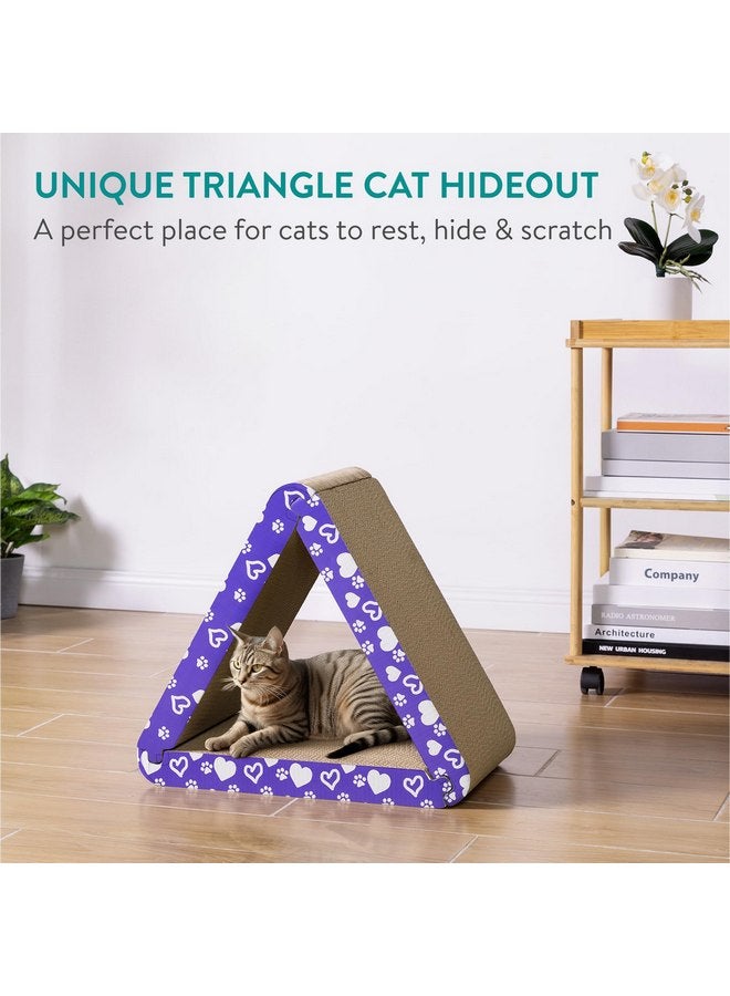 Navaris 3-in-1 Cat Scratcher - Triangle Design Cardboard Cat Scratchers - Easy Assembly Board House for Cats - Large Multi-Sided Scratch Pad, Mat Bed - 44.5cm - Image 1