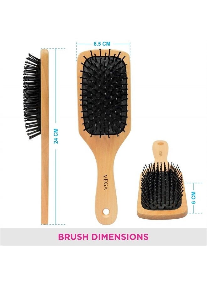 Vega Helmets - Vega Wooden Bristle Paddle Brush , Small - Image 1