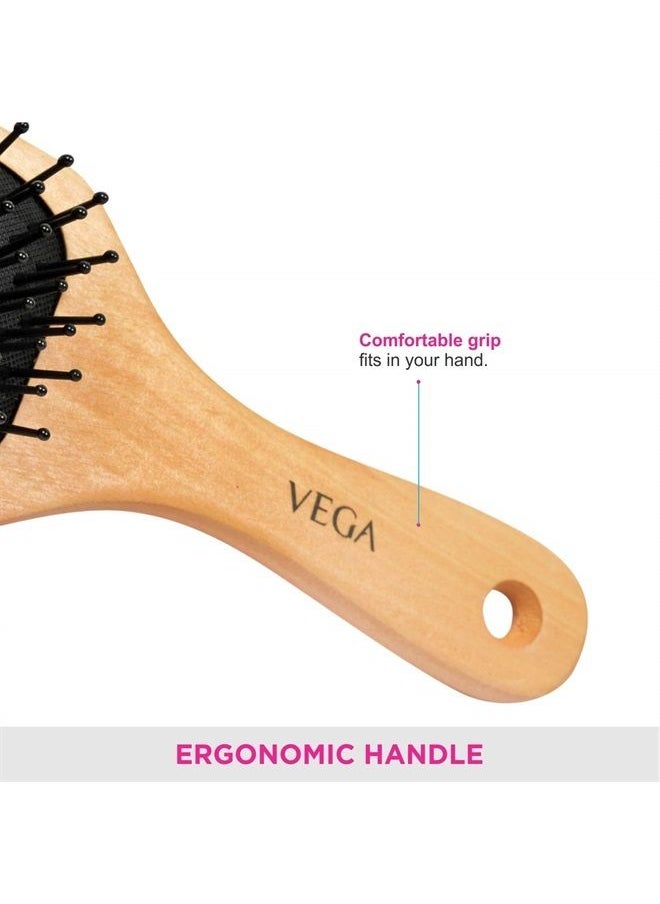 Vega Helmets - Vega Wooden Bristle Paddle Brush , Small - Image 1