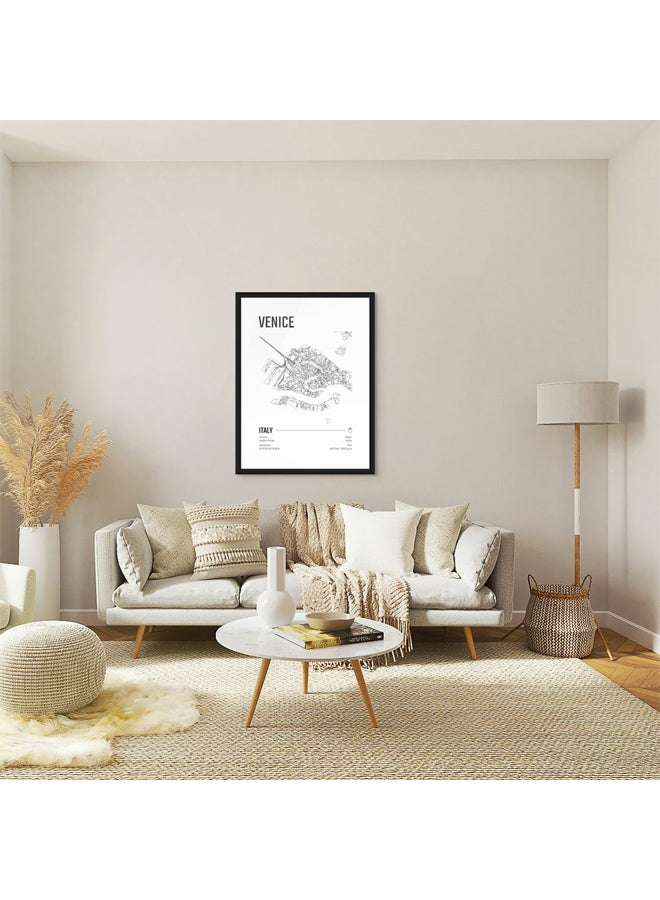 آرت دیکور  ديكور فني مؤطر، طباعة صورة فنية جميلة لخريطة مدينة البندقية، ملصق حضري حديث باللونين الأبيض والأسود، هدية سفر لإيطاليا، ديكور جداري لغرفة المعيشة، المكتب، غرفة النوم، الفنادق - Image 3