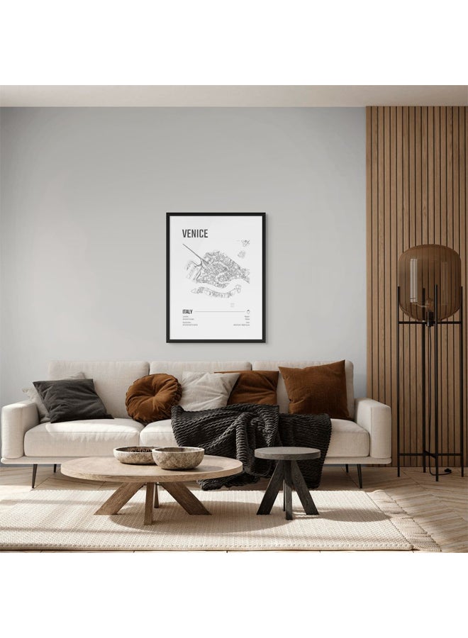 آرت دیکور  ديكور فني مؤطر، طباعة صورة فنية جميلة لخريطة مدينة البندقية، ملصق حضري حديث باللونين الأبيض والأسود، هدية سفر لإيطاليا، ديكور جداري لغرفة المعيشة، المكتب، غرفة النوم، الفنادق - Image 2