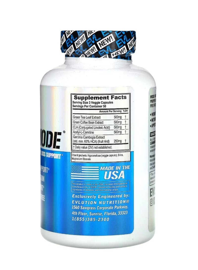 EVLUTION NUTRITION LeanMode Stimulant Free Weight Loss Support 150 Veggie Capsules - Image 2