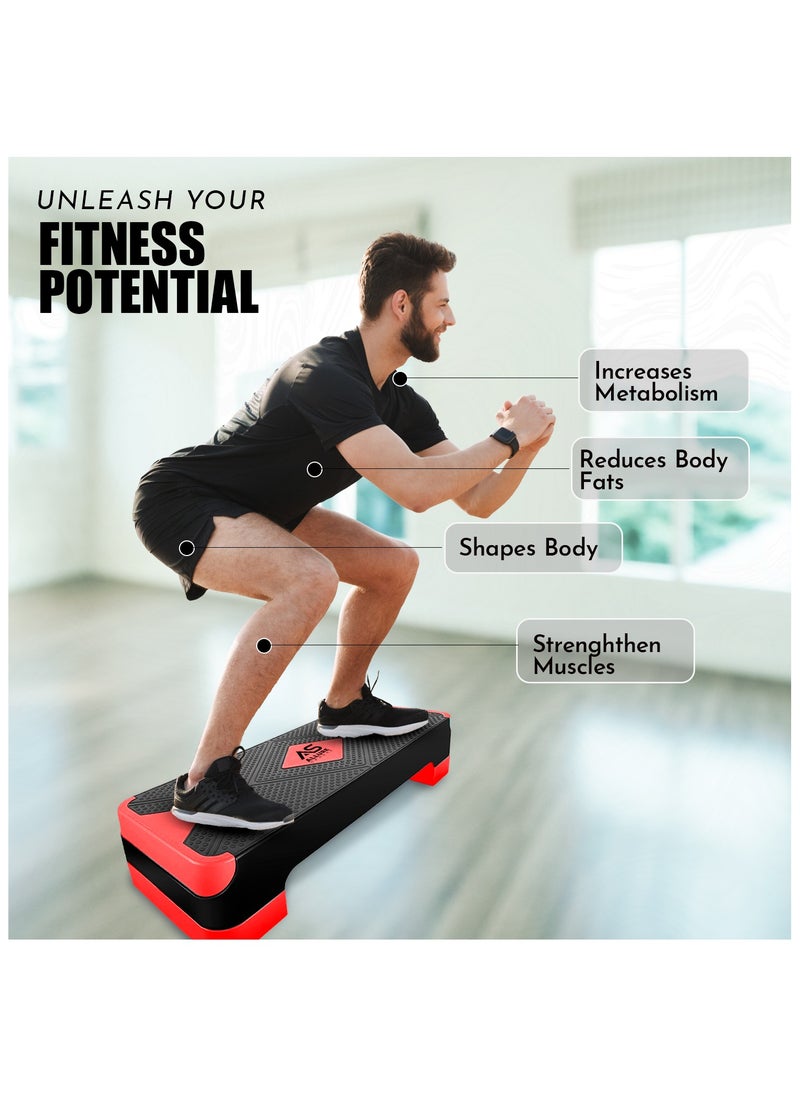 ألور سفير Allure Sphere Aerobic Stepper للمنزل وصالة الألعاب الرياضية - مناسب لتمارين القلب واليوجا والأوزان وممارسة التمارين الرياضية والتمدد واللياقة البدنية - غير قابل للانزلاق وقابل للتعديل بخطوتين (الطول 68 × العرض 28 × الارتفاع 10)  - Image 2