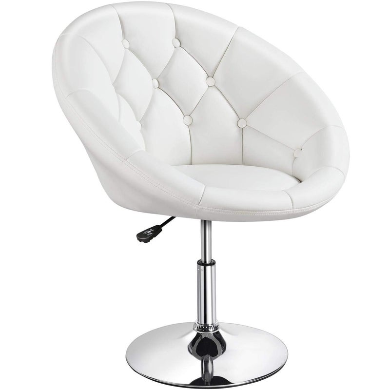 Yaheetech Swivel Vanity Chair Dressing Table Chair Comfy Vanity Stool for Bedroom Salon Make up Room White