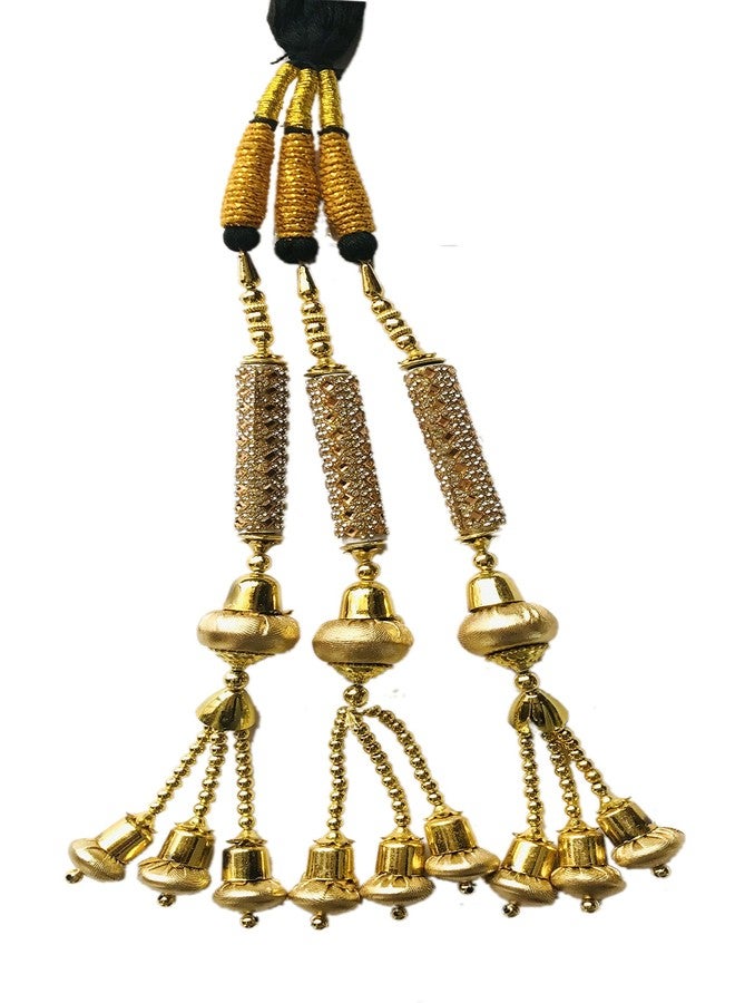 Arooman™Women's Patiala Bridal Paranda/Parandi, Choti/Hair Extension Traditional Hair Accessoriess Tassles Pack 1, Color-Black And Golden - Image 3