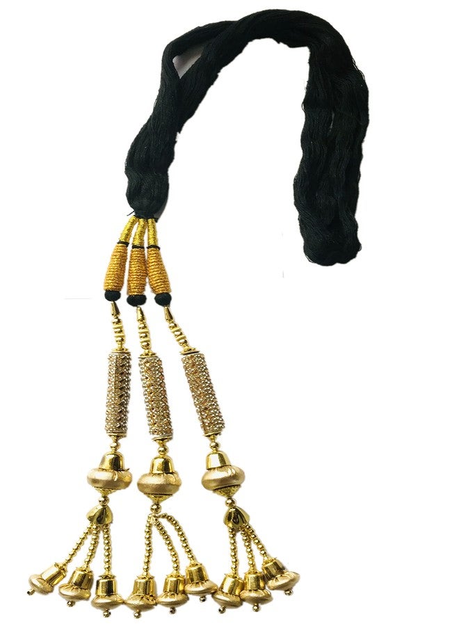 Arooman™Women's Patiala Bridal Paranda/Parandi, Choti/Hair Extension Traditional Hair Accessoriess Tassles Pack 1, Color-Black And Golden - Image 2